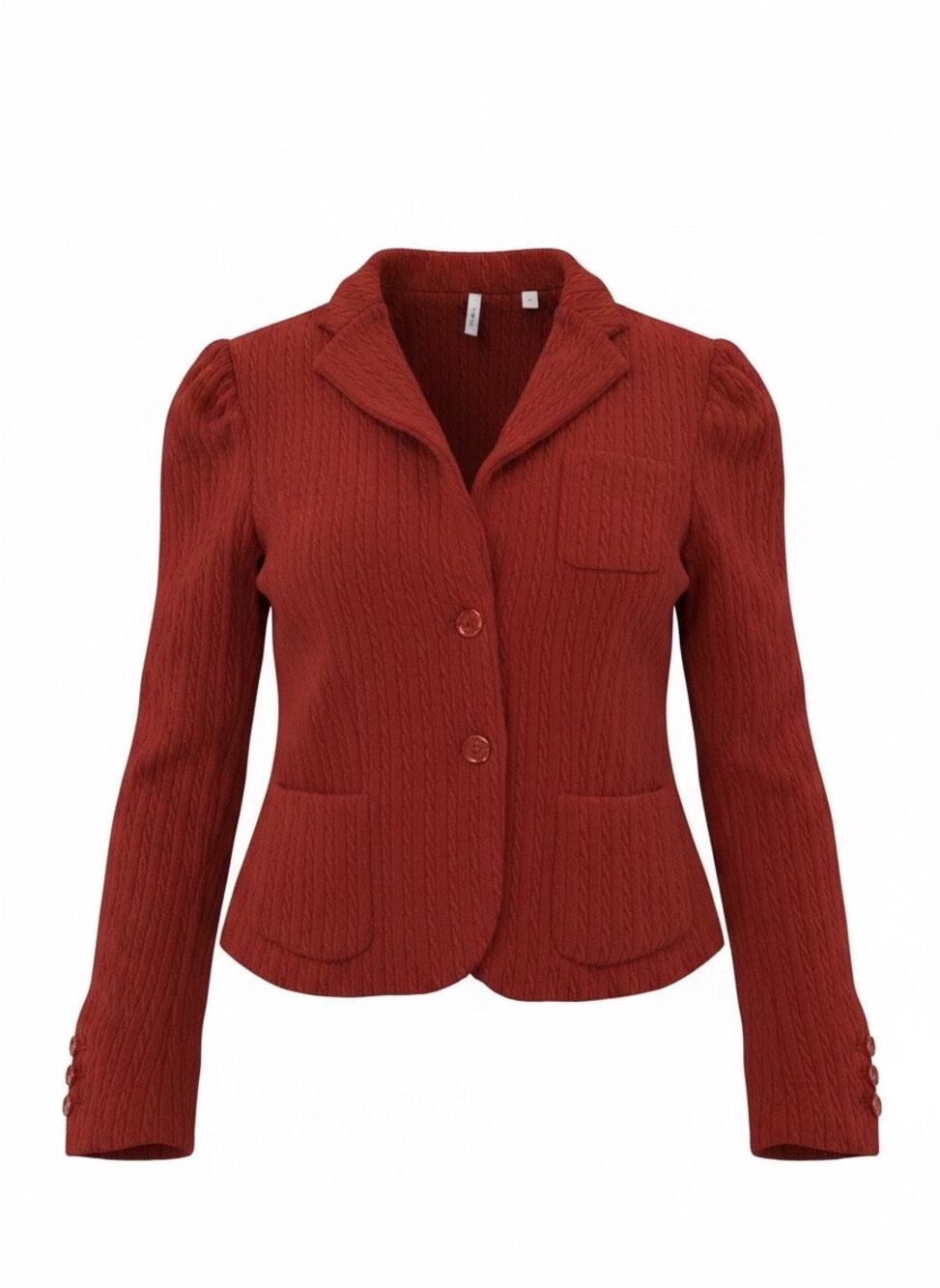 Iisli Womens Wool Striped Blazer Red Collared Button Long Sleeve Classic Size 8